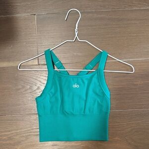 Alo Teal Ribbed Crop Top
